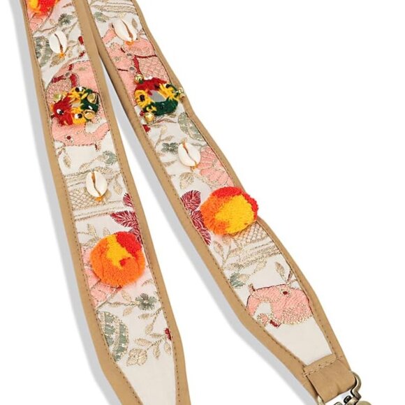 Convertible Floral Embroidered Crossbody Clutch with Leather Fringe - 12" x 6" - Picture 9 of 9